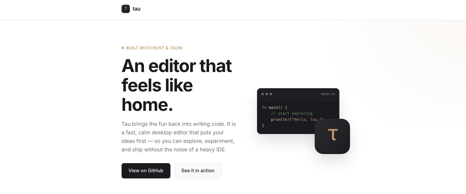 tau editor landing page
